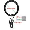 thumbnail image 2 of Curtain Rings with Clips - Set of 36,Interior Diameter 1.26",Fits for 1-Inch Rod - Black, 2 of 7