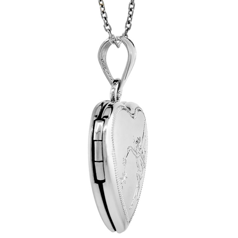 Small 5/8 inch Sterling Silver Fairy Locket Necklace for Women