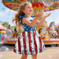 thumbnail image 5 of CAUYDY 2T 3T 4T Toddler Baby Girls' Independence Day Patriotic Dresses 5T 6T 7T Short Sleeve American Flag Star Stripe Print A Line Sundress (Sizes 3-4 Years,Blue), 5 of 6