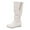 White, variant on Slouchy Boots for Women Hidden Wedge Low Heel Retro Leather Round Toe Adjustable Button Fold Over Mid Calf Booties