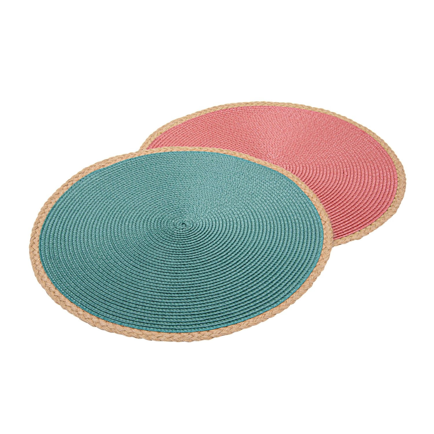 Napperon tissée Hometrends avec bord en jute, 15" de diamètre."