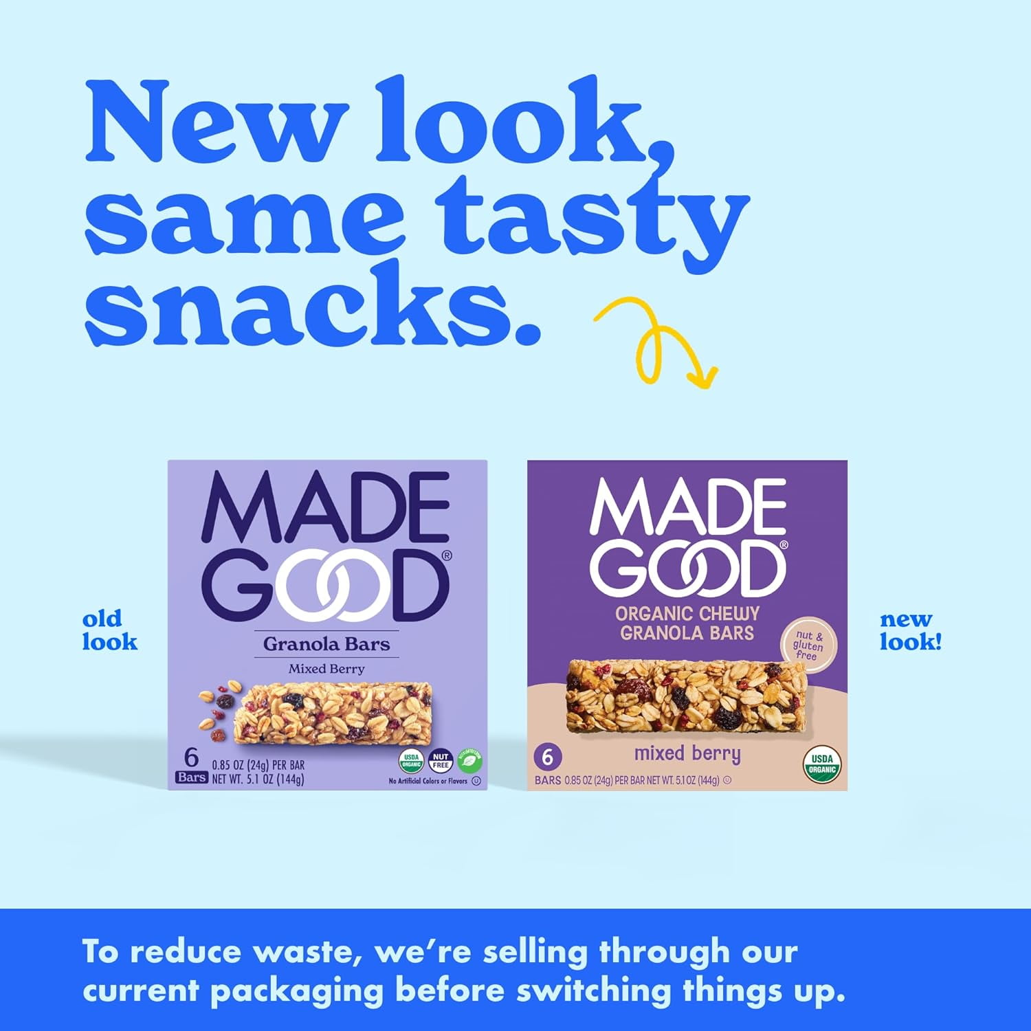 MadeGood Organic Granola Bars Gluten Free Mixed Berry 6 Bars Pack of 4