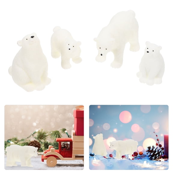 LEORX Bear Figurines Home Decor White Resin 4Pcs Hotel Decoration Design