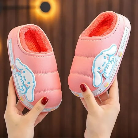 

Sanrios Hello Kitty Anime Kawaii Winter Children Bag Heel Cotton Shoes Waterproof and Warm External Slippers Christmas Gifts