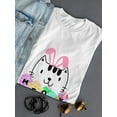 thumbnail image 3 of Cute Meowy Cat Easter Eggs Graphic Women White T-Shirt, Female x-Large, 3 of 4