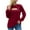 Wine, variant on Chbgutlmr Long Sleeve Shirts for Women Crewneck Cutout Loose Fitted Blouses Solid Color Tops Fashion