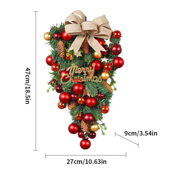 CLEARANCE!Christmas Wreath Wall Hanging Ornament Artificial Christmas Wreath Merry Christmas Front Door Decorative Wreath Garland Xmas Gift for Outdoor Indoor Home Decor