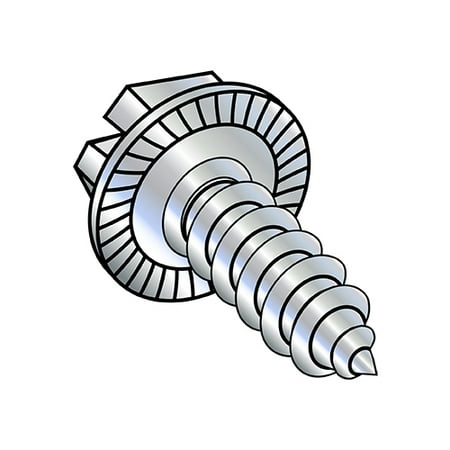 

10-16X3/8 Slotted Indent Hex Washer Serrated Self Tap Screw Type AB Full Thread Zinc (Pack Qty 8 000) BC-1006ABSWS