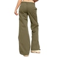 thumbnail image 2 of nvzhuang Women's Wide Leg Trousers Solid Color Button Closure Leisure Pocket Pants Streetwear, 2 of 9
