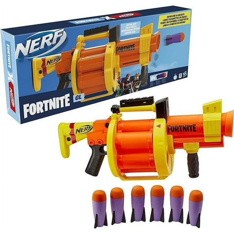 Nerf Fortnite GL Rocket Blaster, 6-Rocket Drum, Pump-to-Fire