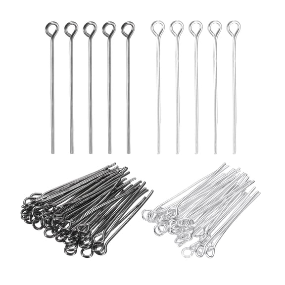 Uxcell 1.2 Inch Eye Pins, Jewelry Making Headpins Straight Pins Findings Bendable for DIY Craft Bracelet Necklace Earring Pendant Making Supplies-400Pcs(Silver Dark Gray)
