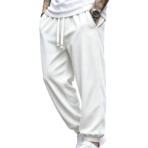 Klisyaur Mens Joggers Pant Elastic Waist Drawstring Workout Sports Trousers Casual Loose Solid Color Pants with Pockets
