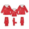 thumbnail image 2 of Family Silk Satin Christmas Pajamas Matching Sets Lightweight Long Sleeve Button down Shirt and Pants Xmas Pjs Jammies 2 Piece Soft Solid Holiday Sleepwear with Pocket Watermelon Red, 2 of 7