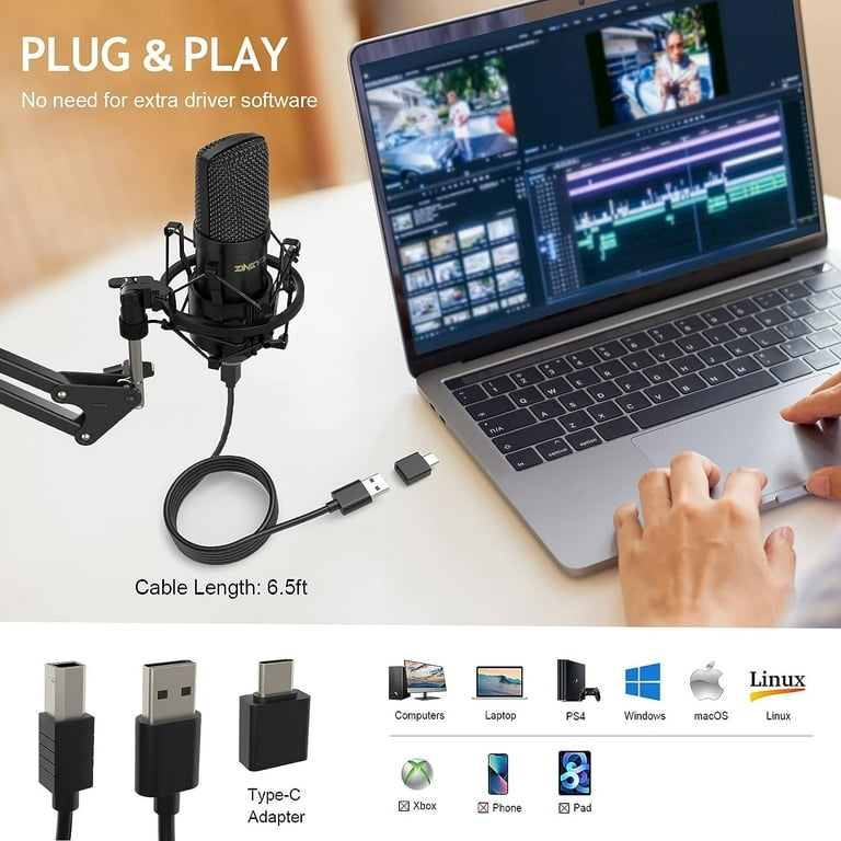 ZINGYOU XLR Condenser Microphone, Professional Studio Recording Microphone Kit with Vertical Steel Boom Arm and Removable Pop Filter, Free Installation - Black - Walmart.com ZINGYOU XLR Condenser Microphone, Professional Studio Recording Microphone Kit with Vertical Steel Boom Arm and Removable Pop Filter, Free Installation - Black - Walmart.com