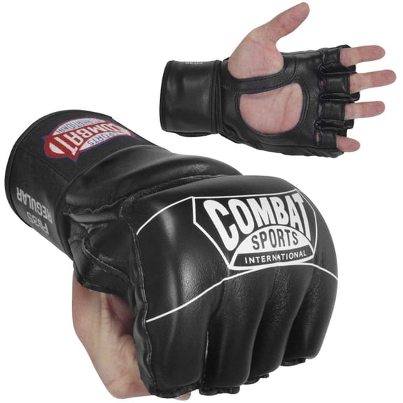 Combat Sports Pro Style MMA Gloves Grappling Sparring Kickboing Muay Thai Punching Bag Training Youth Large Black