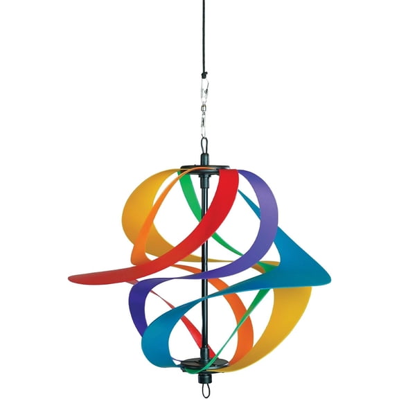 In the Breeze 2484 — Rainbow Poly Vortex Spinner — Mesmerizing and Colorful Hanging Wind Spinner