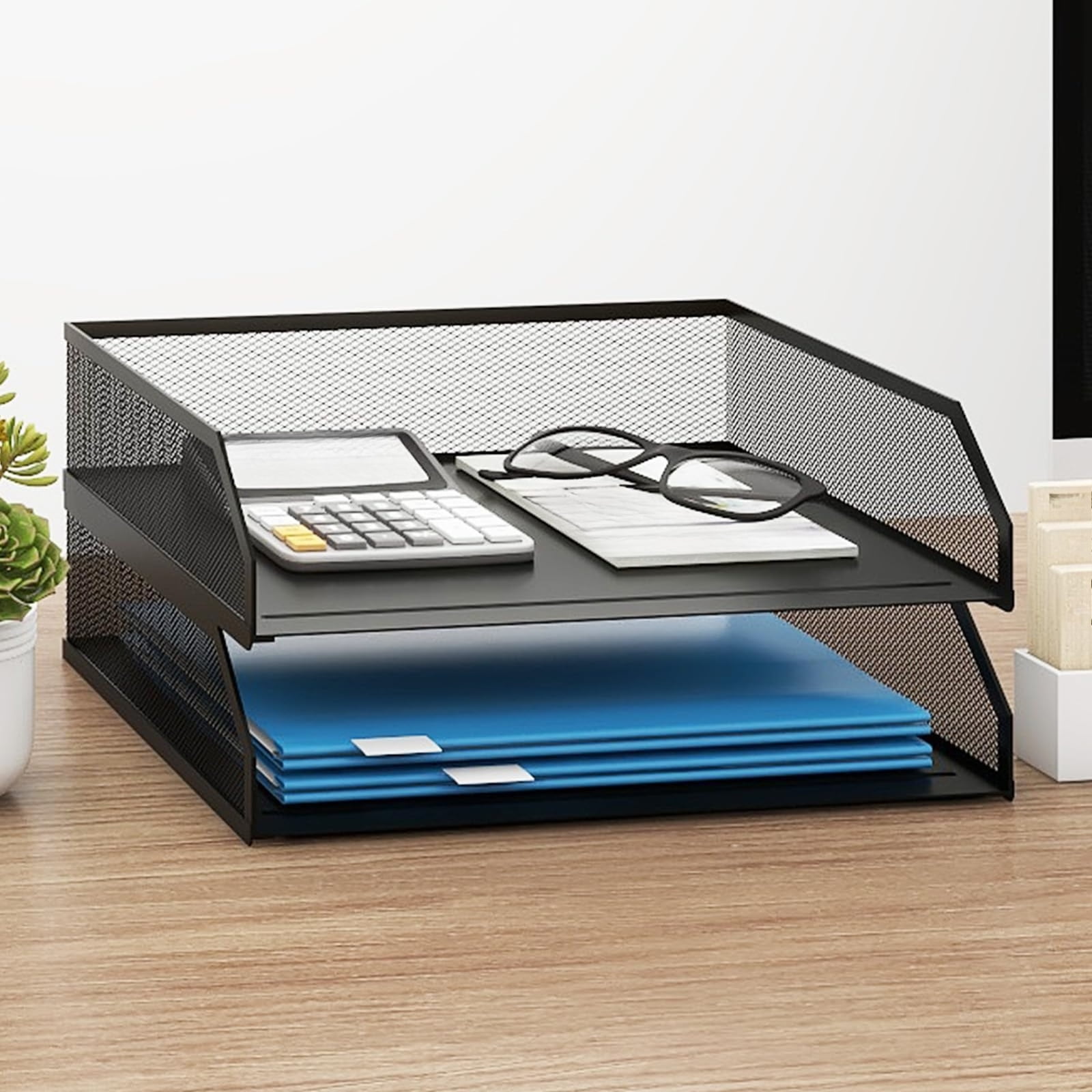 Stackable Mesh Paper Organizer Desk Organizer for Office Supplies Letter Tray For Desktop