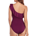 thumbnail image 6 of Hilor Womens One Piece Swimsuits One Shoulder Swimwear Asymmetric Ruffle Monokinis Bathing Suits, 6 of 8