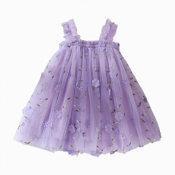 Gubotare Toddler Boho Dress Lace Toddler Dress Ruffle Dress for Toddler Girl Dress Summer Beach Casual A-line Sundress 2T 3T (Purple,2-3 Years)