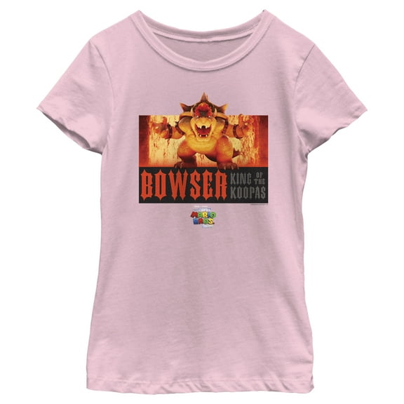 Girl's The Super Mario Bros. Movie Bowser King of the Koopas Fire Scene  Graphic Tee Light Pink Small