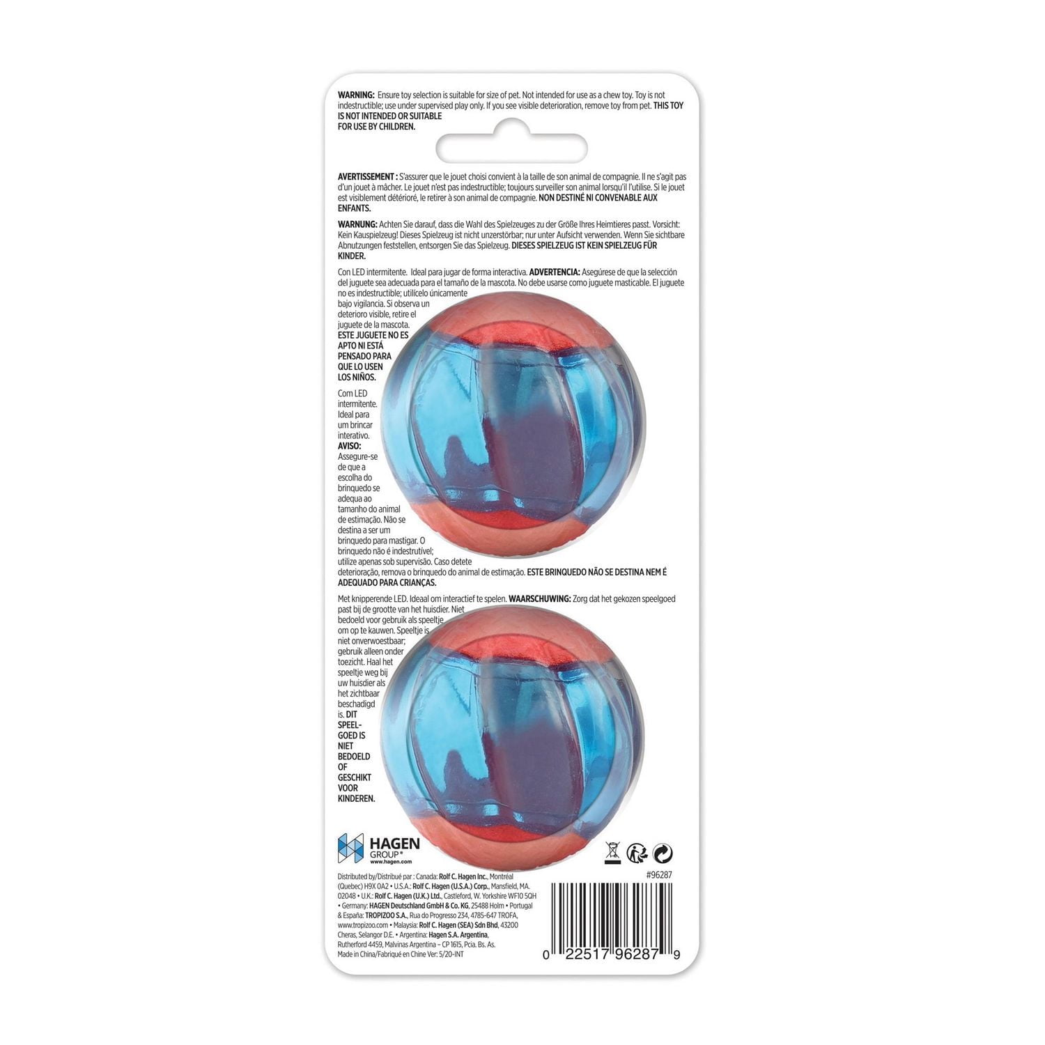 Zeus Duo Ball Dog Toy with Flashing LED, Large