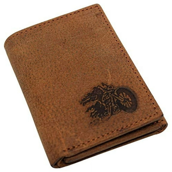 Swiss Marshall RFID Blocking Men's Motorcycle Genuine Leather Bifold Trifold Wallets