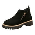 thumbnail image 3 of EKVAHL Women's Side Zipper Platform Ankle Booties, Faux Suede Lug Chunky Sole Fashion Short Boots, Round Toe Comfortable Anti-Slip Casual Walking Shoes Ankle Boots for Fall Winter, 3 of 7