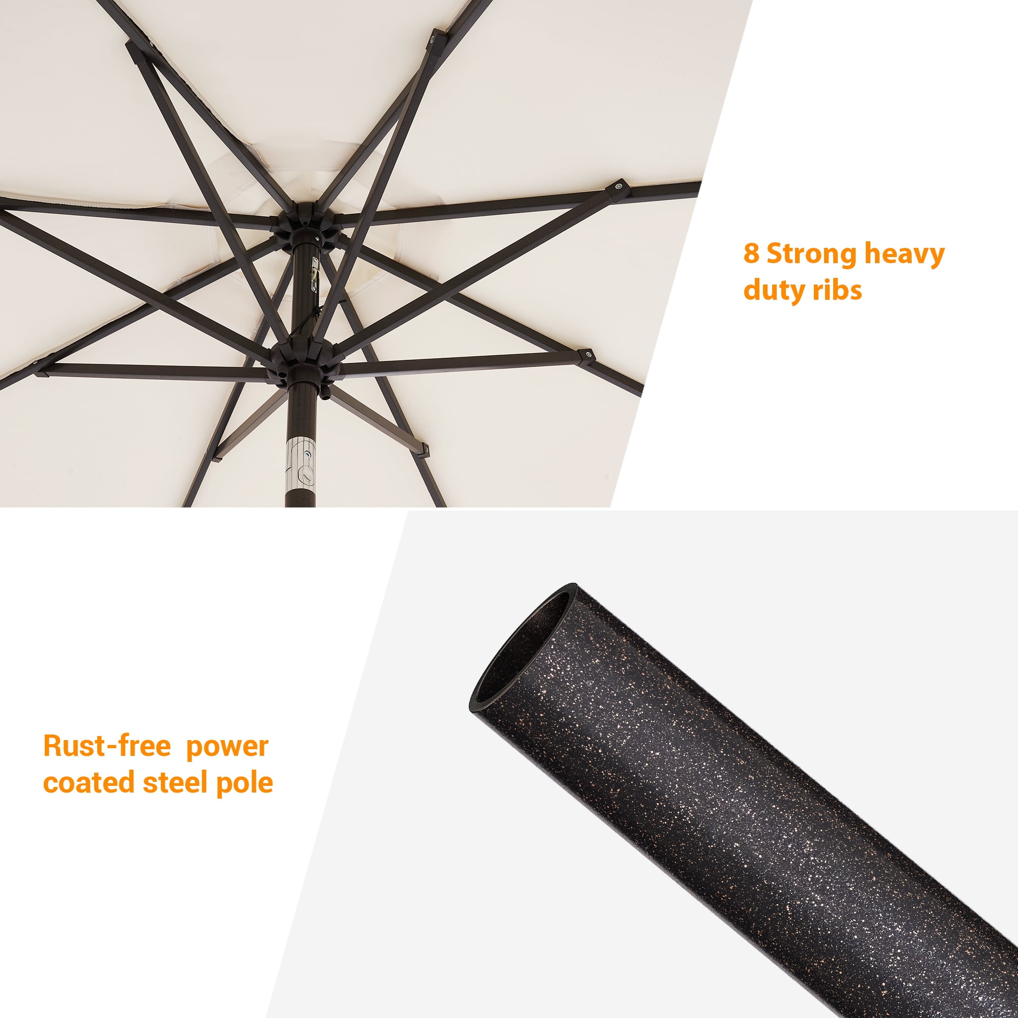 ACEGOSES 9ft Outdoor Patio Umbrella with Tilt 8 Ribs and Crank for Garden and Yard ,Beige