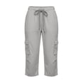 thumbnail image 6 of PBFRDSJ Womens Capris with Pockets Loose Casual Cargo Hiking Pants Outdoor Golf Drawstring Capris, 6 of 6