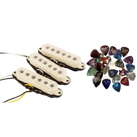 Fender Vintage Noiseless Stratocaster Pickups Bundle with Picks