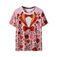thumbnail image 5 of Lumeqa Valentines Days Funny Tuxedo Graphic T-Shirt Novelty Short Sleeve Crewneck Shirt Party Costume Top, 5 of 6