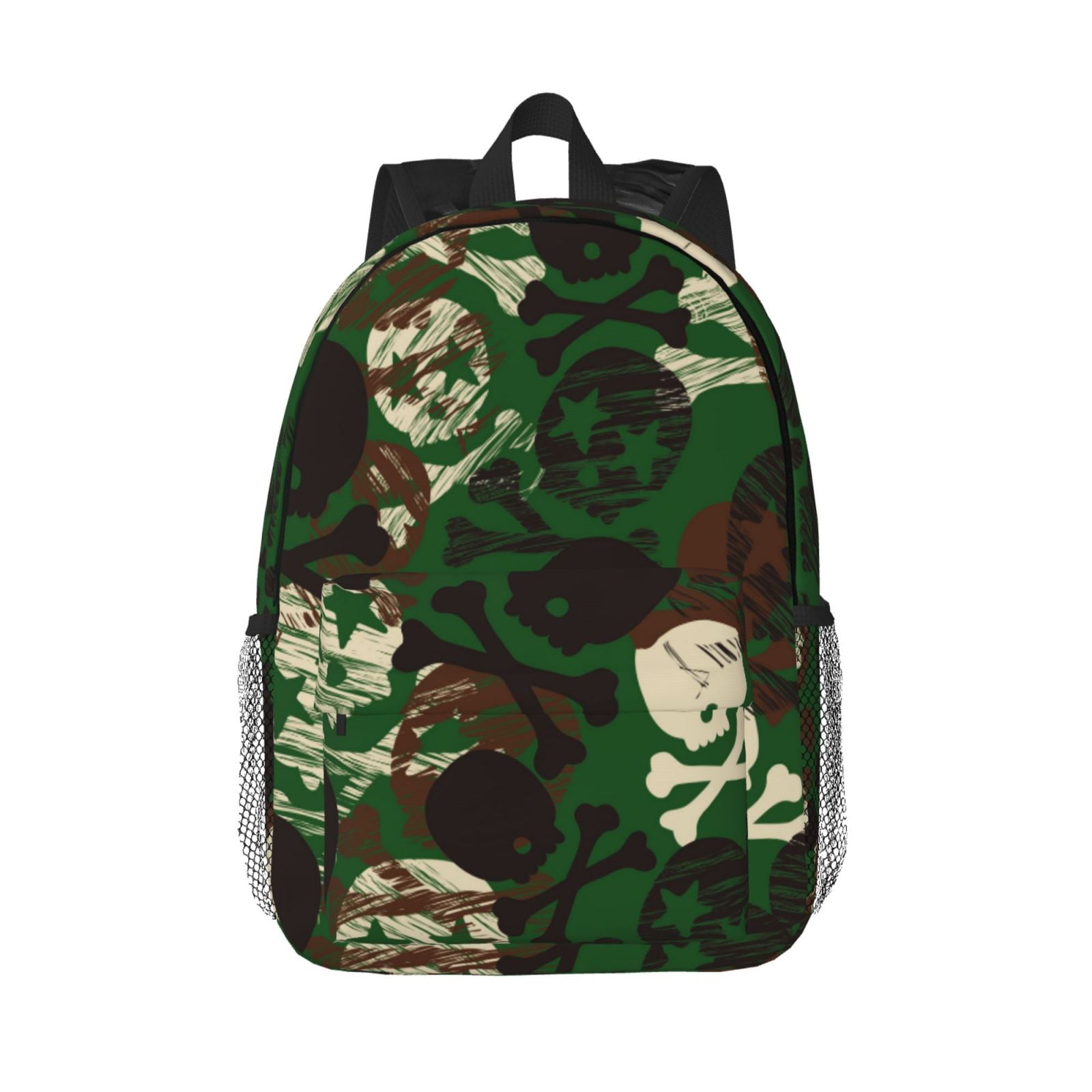 Lukts Camouflage Skull Pattern 15 Inch Student Backpack, Waterproof Laptop Backpack with Adjustable Shoulder Straps, Lightweight Travel, Campus Backpack, Unisex