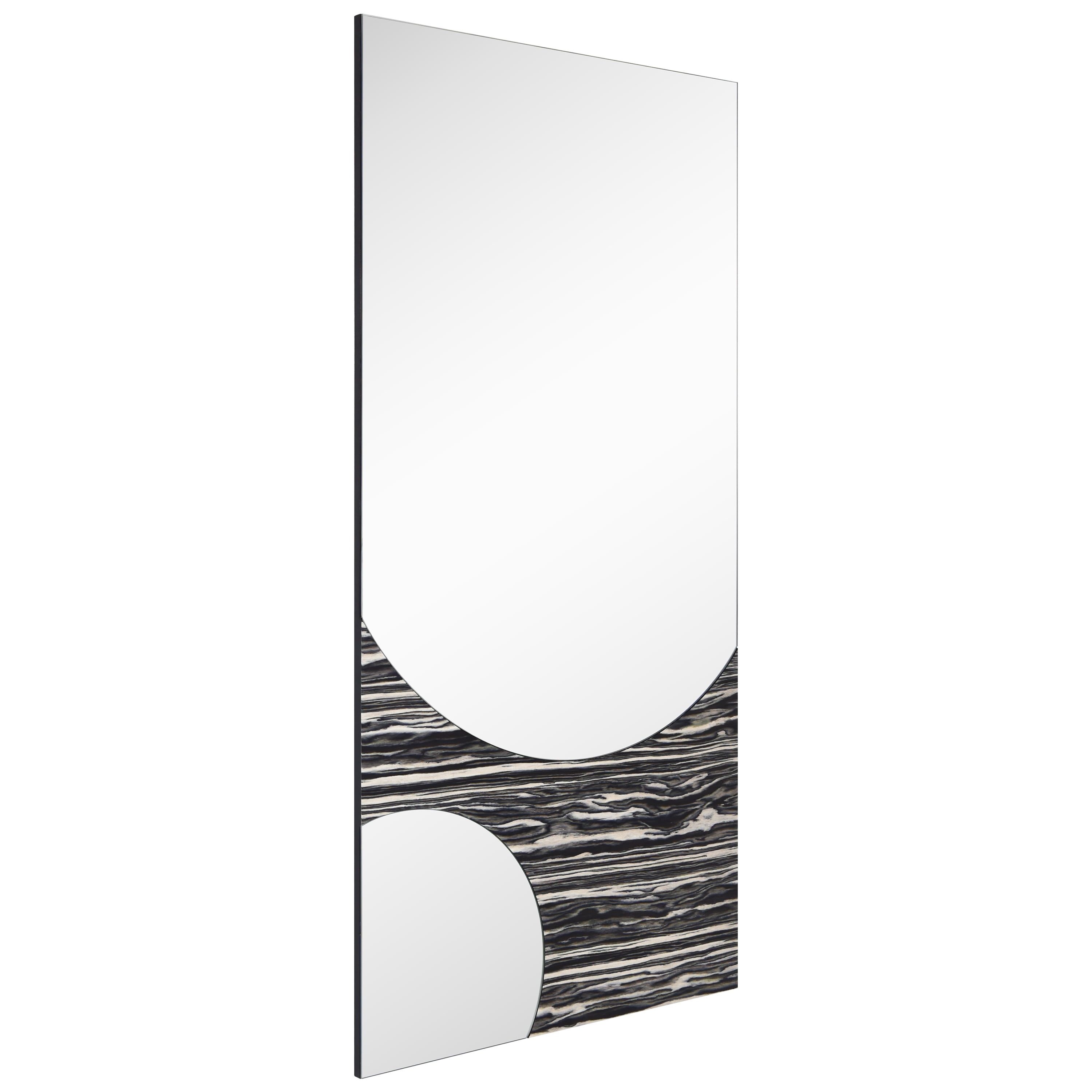 "Eclipse Harmony Wall Mirror", 57"x28" Rectangular Mirror with Exotica Stained Veneer Accents