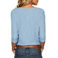 thumbnail image 5 of Zysthvn Lightweight Women 3/4 Sleeve Tops Striped Casual Winter Tshirts for Women V Neck Loose Fit Tops, 5 of 8