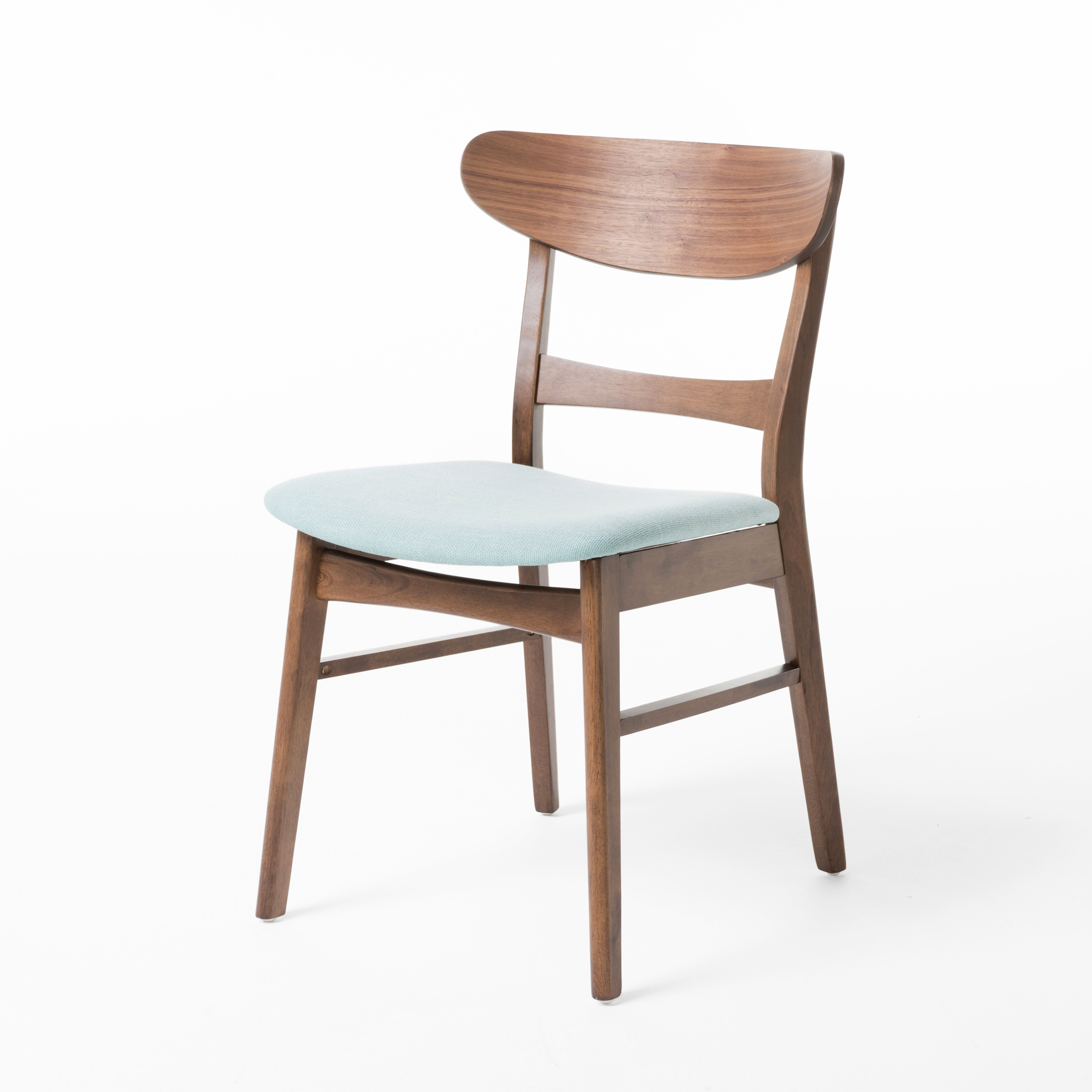 Euroco Wooden Dining Chairs Set of 2, Mid Century Modern Upholstered Kitchen Side Chairs with Curved Backrest,Dining Room Chair for Home,Mint