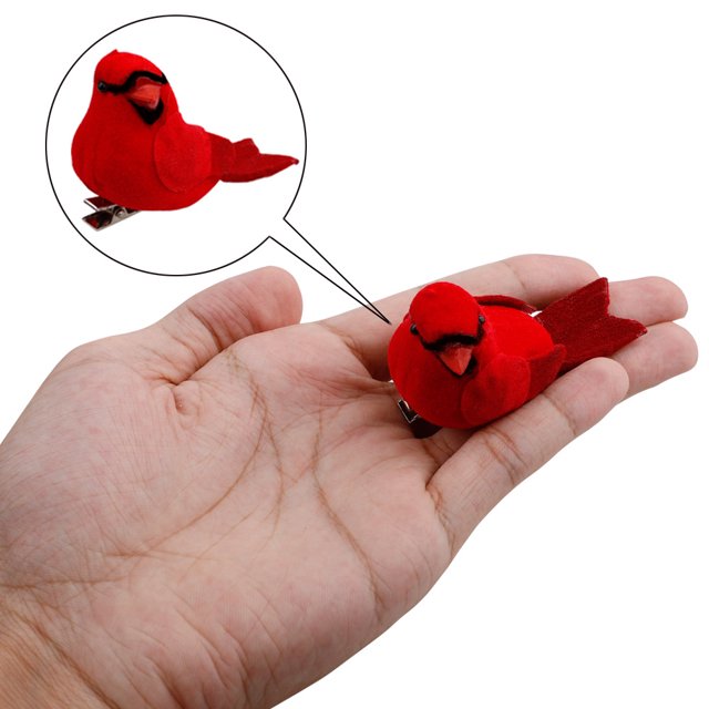 10 piezas colgante realista decorativo pájaros cardinales rojos artificiales pájaros pequeños de plumas rojas para decoraciones de adornos de árboles de Navidad ACTIVE Biensenido a ACTIVE