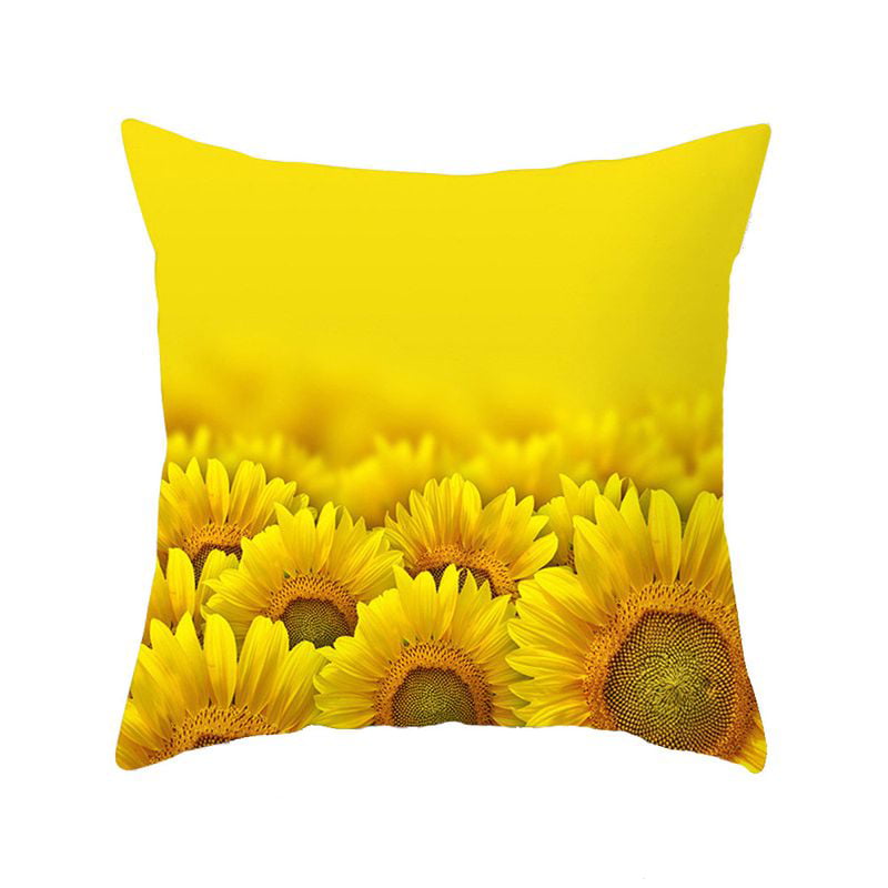 Home Throw Cushion Cover Ethnic Sunflower Pillowcase Cotton Linen Pillow Case 