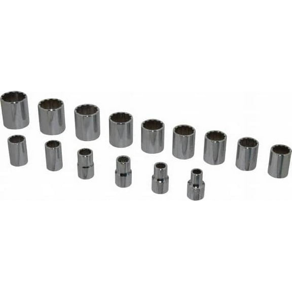 Proto 15 Piece 1/2" Drive Socket Set 12 Points, 3/8" to 1-1/4" Range," Measurement Standard