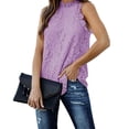 thumbnail image 2 of Playeras,Blusas y Tops,Ropa para Mujer Cultivo sin espalda Tank Top Mujeres encaje ganchillo ahueca hacia fuera las camisetas sin mangas blusa casual verano camisas sin mangas (Purple, XXL), 2 of 4