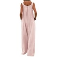 thumbnail image 2 of nvzhuang Women’s Fashion Jumpsuit Casual Button Wide Leg Suspender Overalls with Pockets, 2 of 8