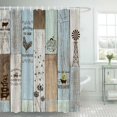 thumbnail image 2 of 72" x 72" Rustic Farmhouse Shower Curtain Vintage Country Bathroom Set Colorful Wood Farmhouse Home Bath Bathtub Decor Durable Fabric Machine Washable with 12 Hooks, 2 of 5
