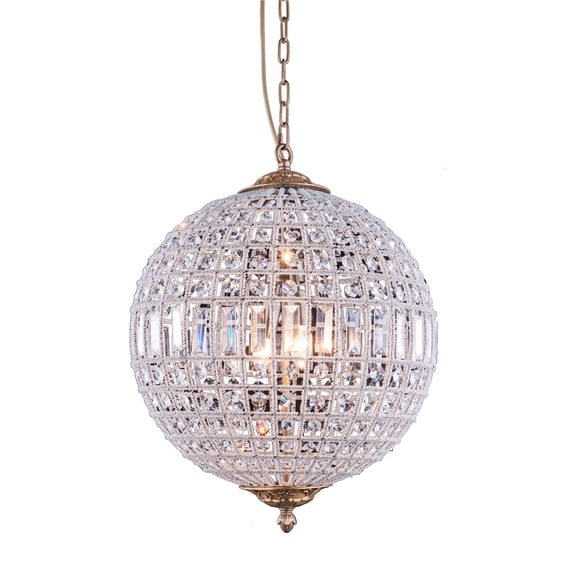 Pendant OLIVIA 3-Light French Gold Clear Crystal metal rim Polished Nick EL-3284
