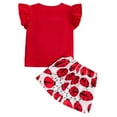 thumbnail image 4 of XZNPDUCQ Toddler Girls Summer Little Hero Short Sleeve Letter T Shirt Top Elastic Casual 2Pcs Outfits Cartoon Print 2PCS Set kids For 6 12 18 24 Months 2T 3T 4T 5T Dailywear Red，9-12 Months, 4 of 8