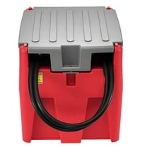 KFFKFF Portable Diesel Tank, 58-Gallon Capacity with 10 GPM Flow Rate, Fuel Tank Featuring 12V Electric Pump and 13.1ft Rubber Hose, Durable PE Construction for Convenient Fuel Transport, Red