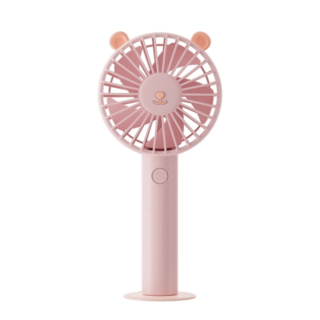 Ventilador Portátil con Diseño de Osito, 3 Velocidades Ajustables, Carga USB, Batería Recargable de 1200mAh, Color Rosa – Ideal para el Verano