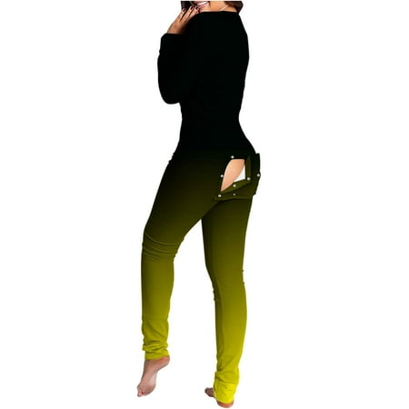 

Plebaso Womens Long Sleeve Pajamas Jumpsuit Casual Solid Color Button Fall Winter Romper Sleepwear