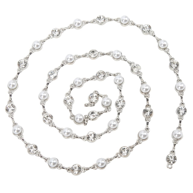 Rhinestone Trim, Exquisite Craftsmanship 1cm Width Beautiful Simple Pearl Rhinestone Tassel Chain Trim For Gifts