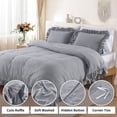 thumbnail image 2 of White Ruffled Duvet Cover Twin, 2PCS Soft Washed Microfiber Vintage French Country Duvet Cover Set for Kids Girls, White, 68x90 in, 2 of 9