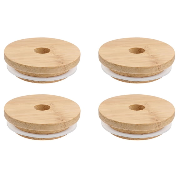 4 Pcs Couvercles en Bambou pour Bocaux en Verre Couvercles en Bois Scellés