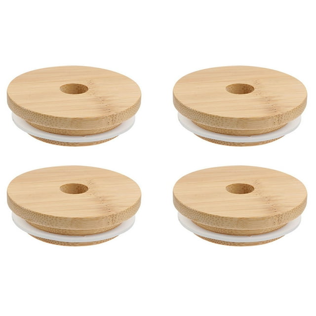 4pcs Mason Jar Bamboo Lids Glass Bottle Bamboo Lids Wooden Sealing Covers